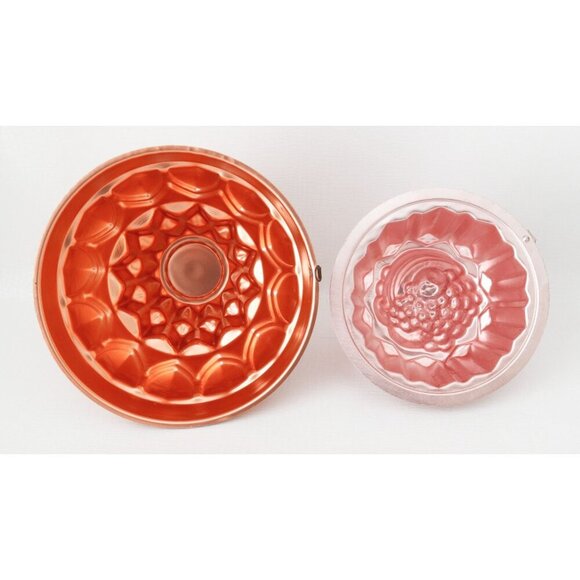 Set Of 4 Vintage Copper-Tone Jelly Molds With Fruit & Geometric Designs Assorted - Picture 6 of 6